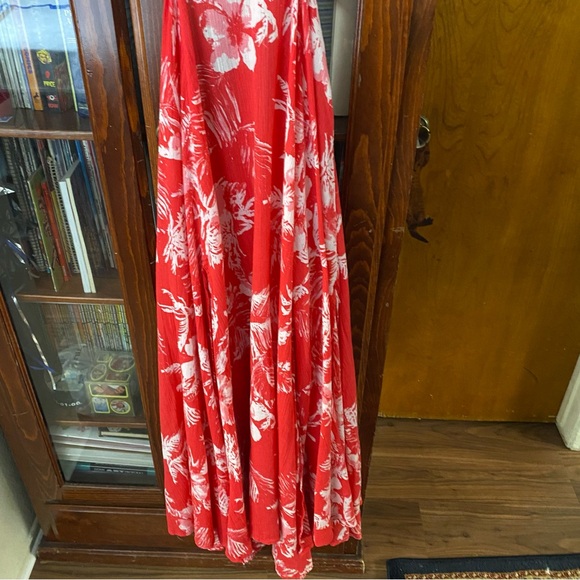 Free People Floral Red Maxi Dress with Slit Size XS - Picture 10 of 15